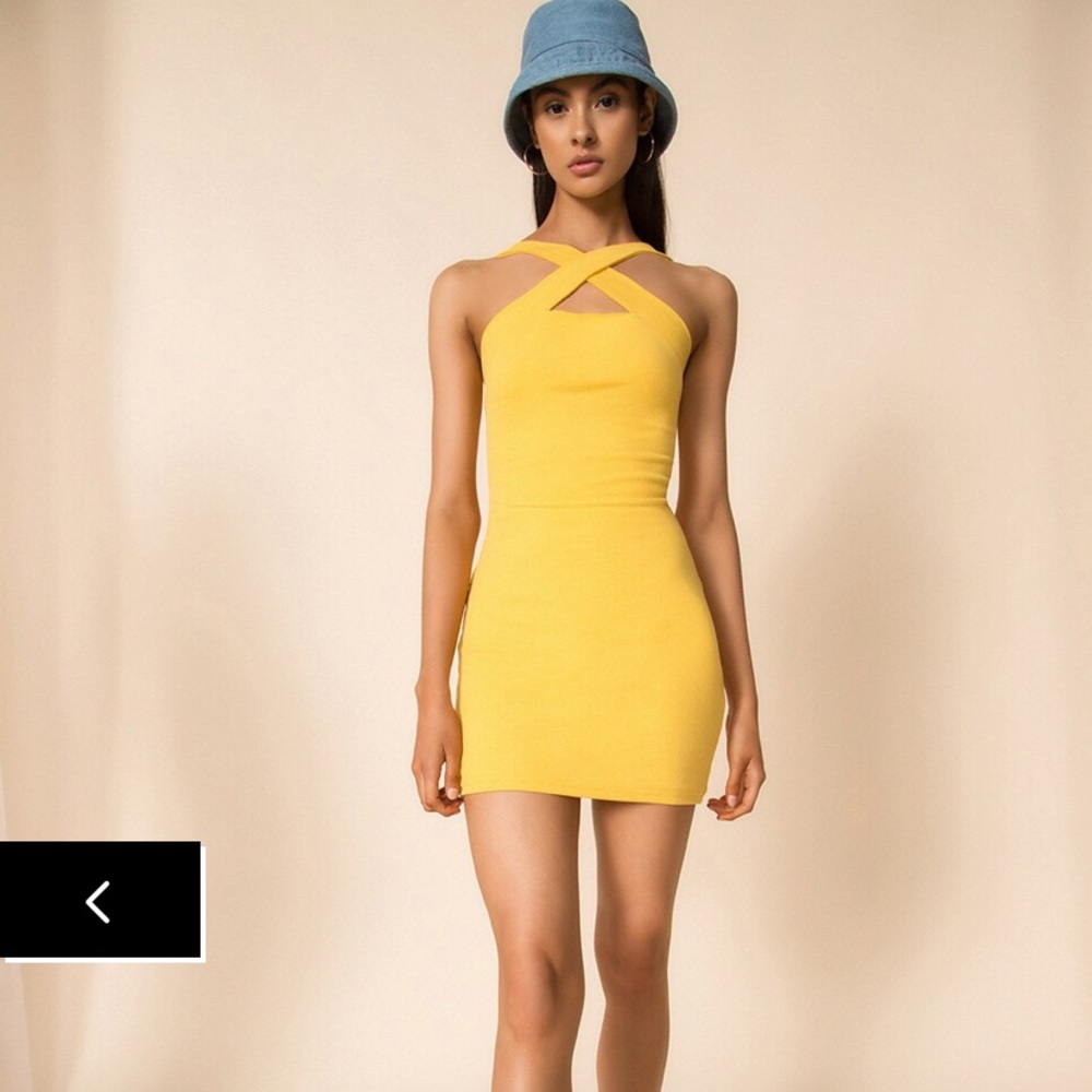 Superdown Like new bodycon yellow ribbed knit dress